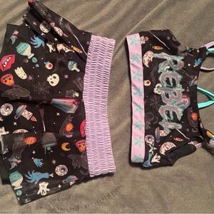 Kids Two-Piece Active Set in Black and Lavender